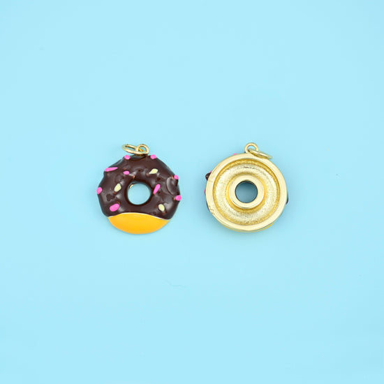 Sprinkle Donut Charms, 18K Gold Filled Pendants for DIY Jewelry Making Supply
