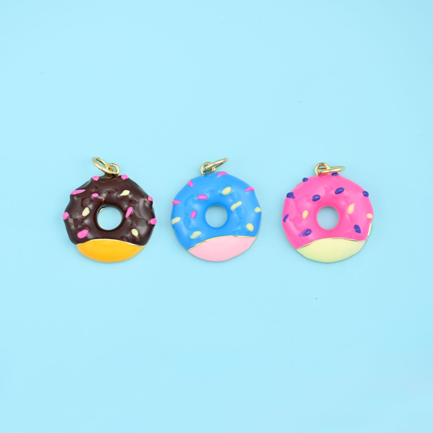 Sprinkle Donut Charms, 18K Gold Filled Pendants for DIY Jewelry Making Supply