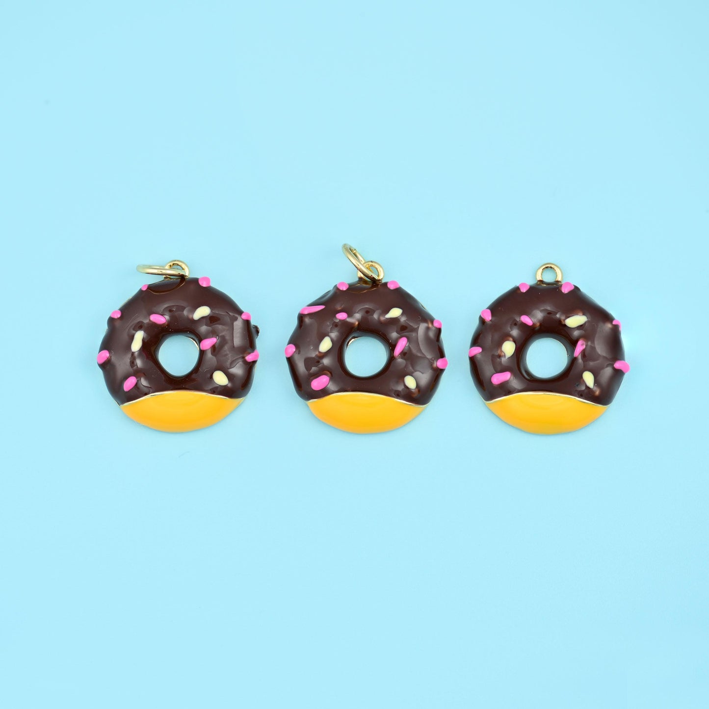 Sprinkle Donut Charms, 18K Gold Filled Pendants for DIY Jewelry Making Supply