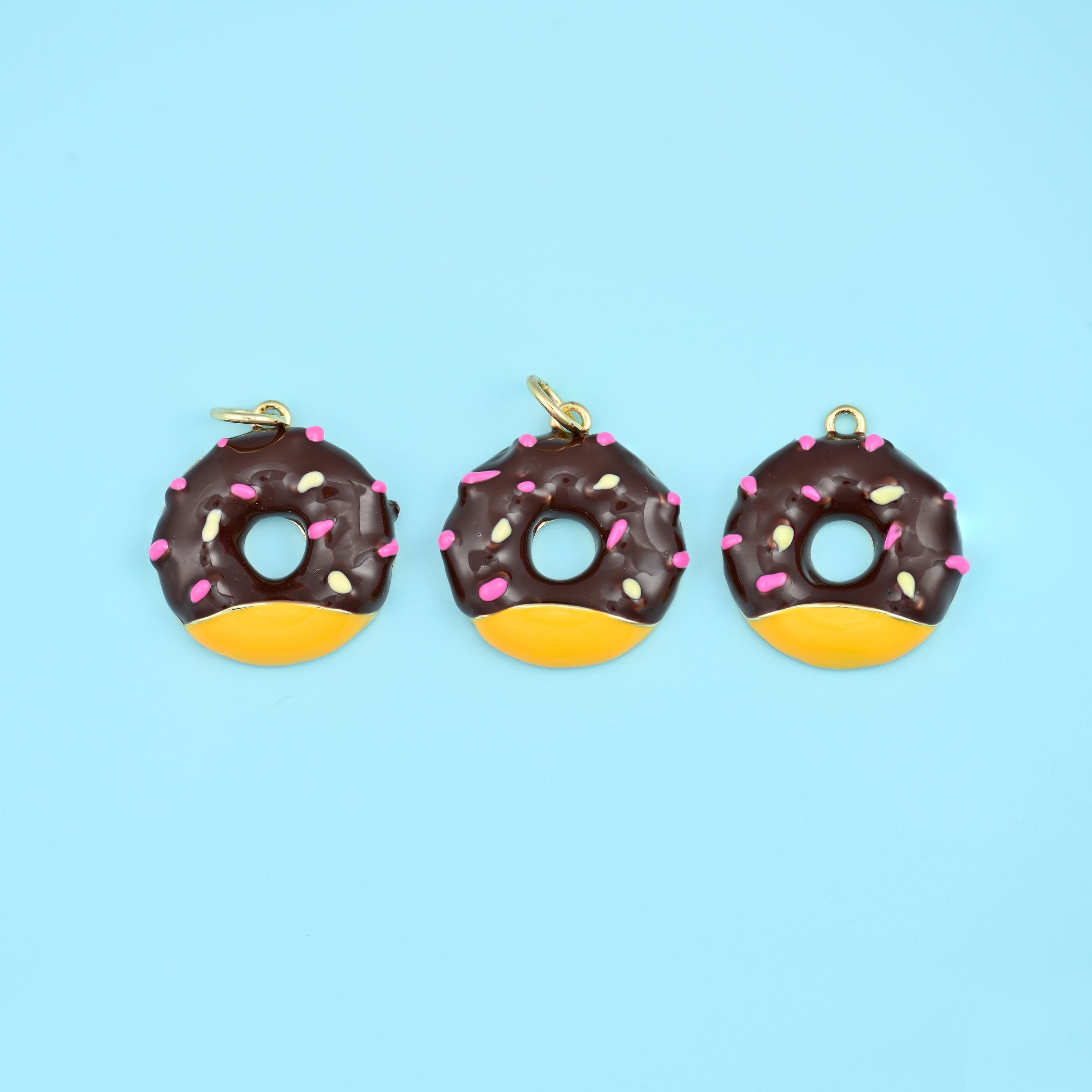 Sprinkle Donut Charms, 18K Gold Filled Pendants for DIY Jewelry Making Supply