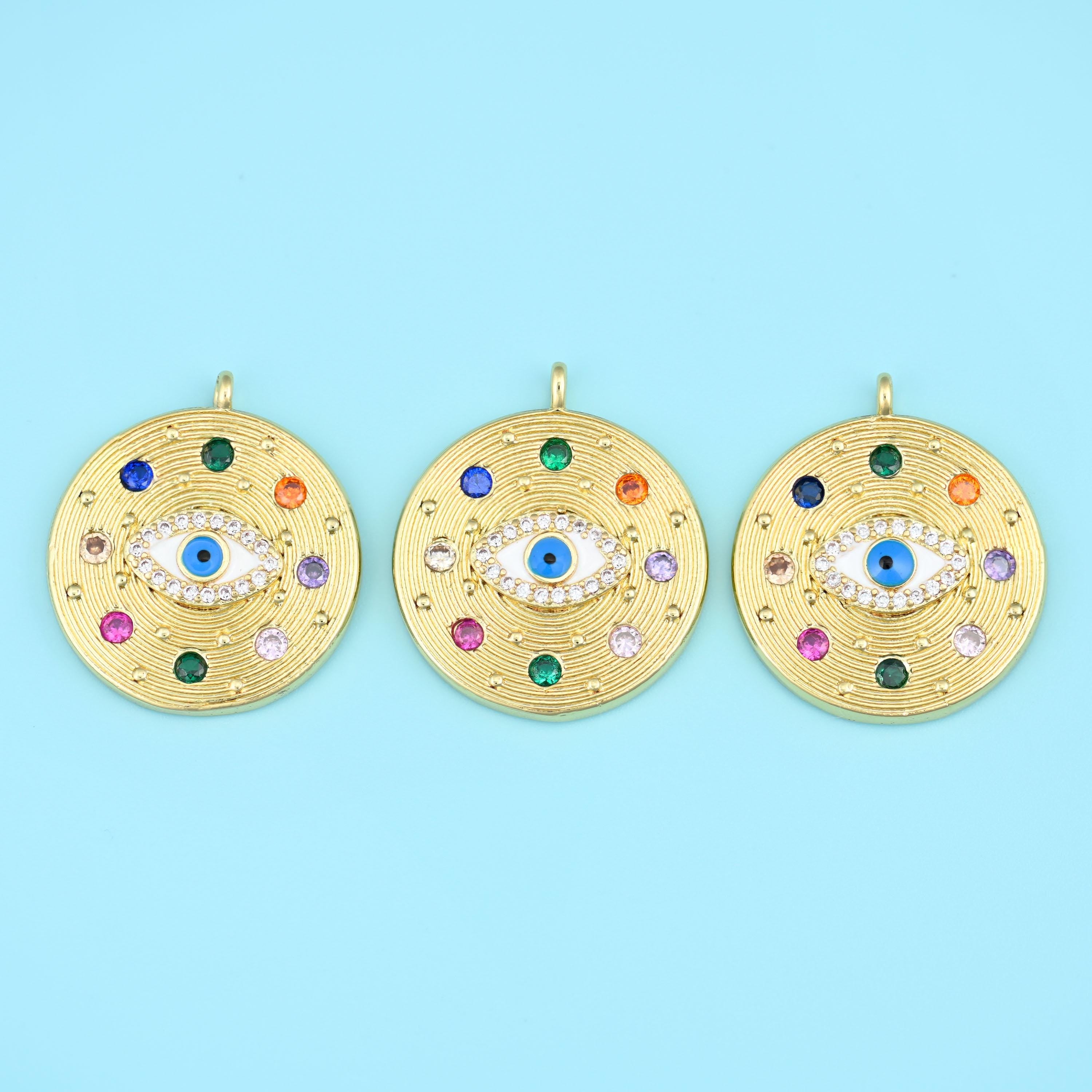 Zircon Evil Eye Charms, 18K Gold Filled Pendants for DIY Jewelry Making Supply