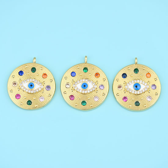 Zircon Evil Eye Charms, 18K Gold Filled Pendants for DIY Jewelry Making Supply