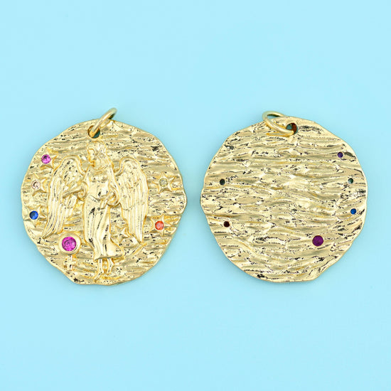 18K Gold Filled Zircon Zodiac Sign Pendants for DIY Jewelry Making Supply