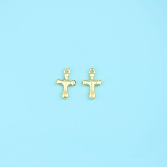 18K Gold Filled Tiny Cross Charms DIY Jewelry Making Supply
