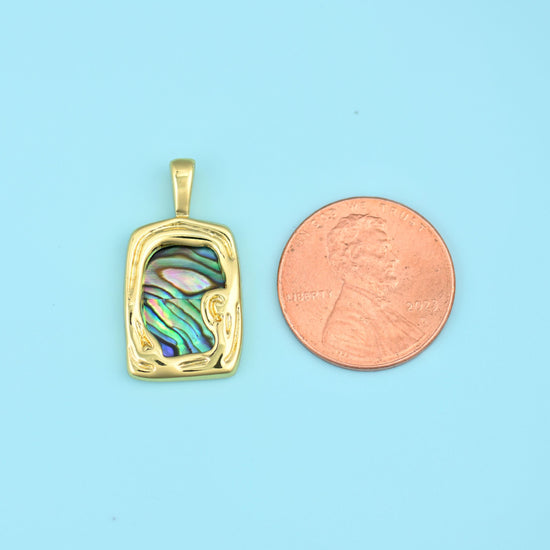18K Gold Filled Rectangle Abalone Shell Pendants for DIY Jewelry Making Supply