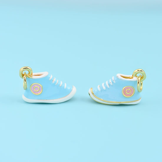 18K Gold Filled Enamel Sneaker Pendants for DIY Jewelry Making Supply