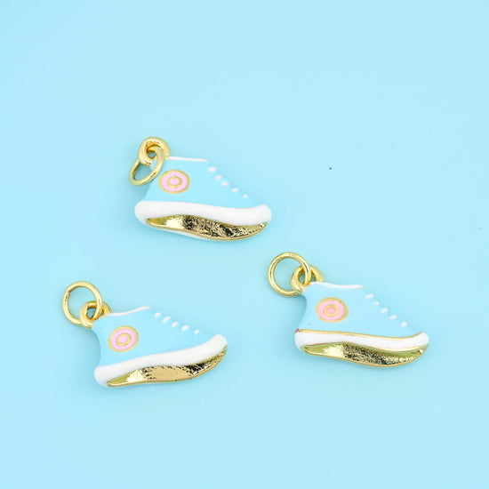 18K Gold Filled Enamel Sneaker Pendants for DIY Jewelry Making Supply