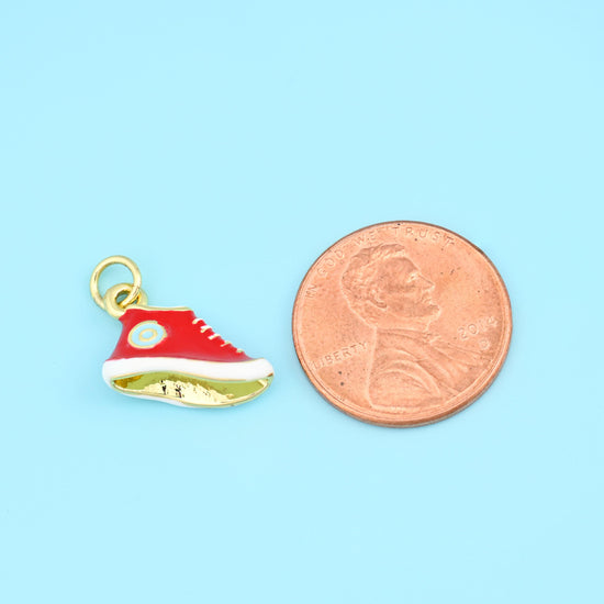 18K Gold Filled Enamel Sneaker Pendants for DIY Jewelry Making Supply