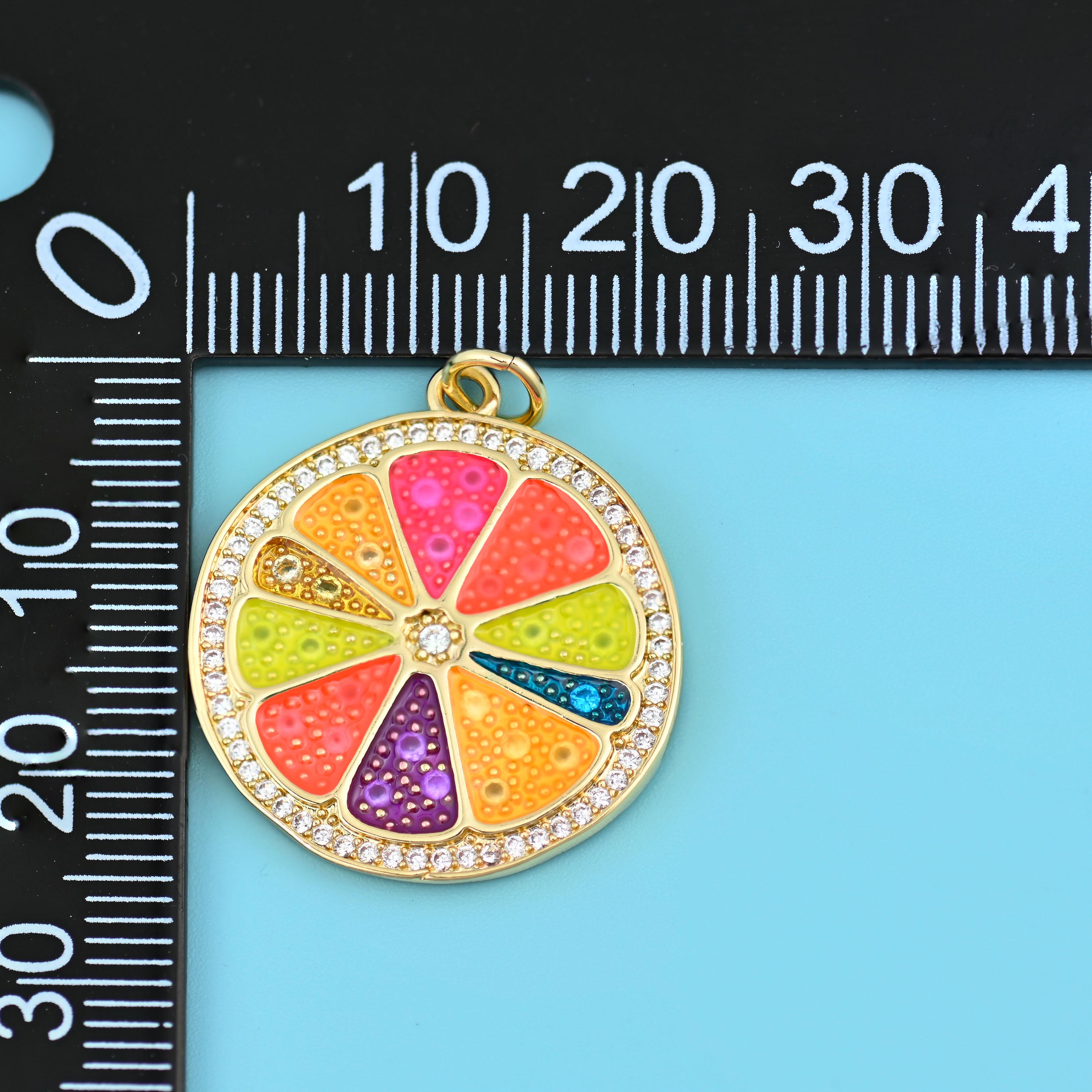 18K Gold Filled Enamel Zircon Orange Pendants for DIY Jewelry Making Supply