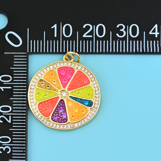 18K Gold Filled Enamel Zircon Orange Pendants for DIY Jewelry Making Supply