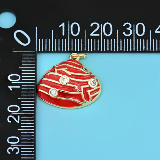 18K Gold Filled Enamel Zircon Shell Charms for DIY Jewelry Making Supply