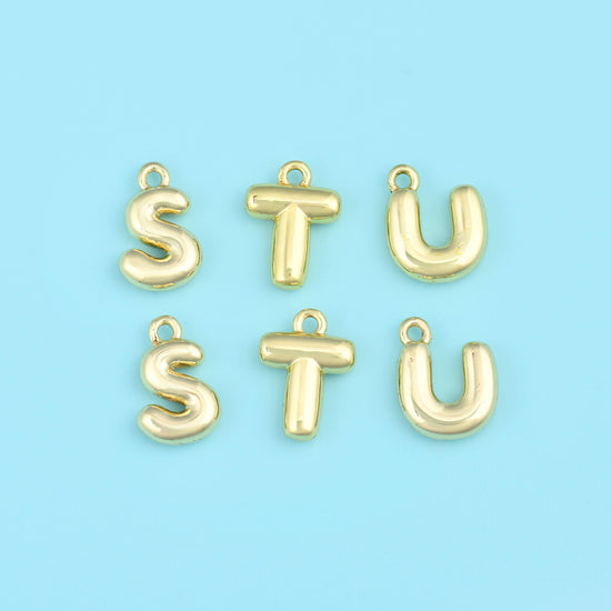 18K Gold Filled Letter Pendants, Personalise Initial Charm for DIY Jewelry Making Supply