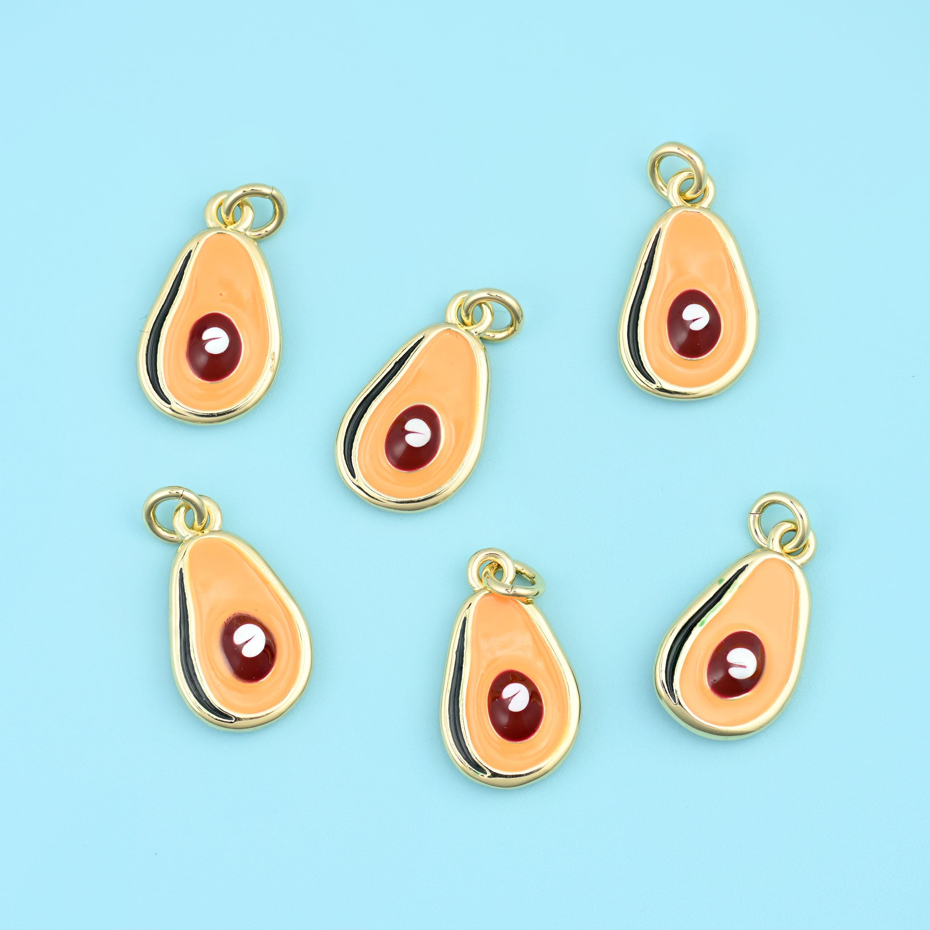 18K Gold Filled Enamel Green Avacado Charms for DIY Jewelry Making Supply