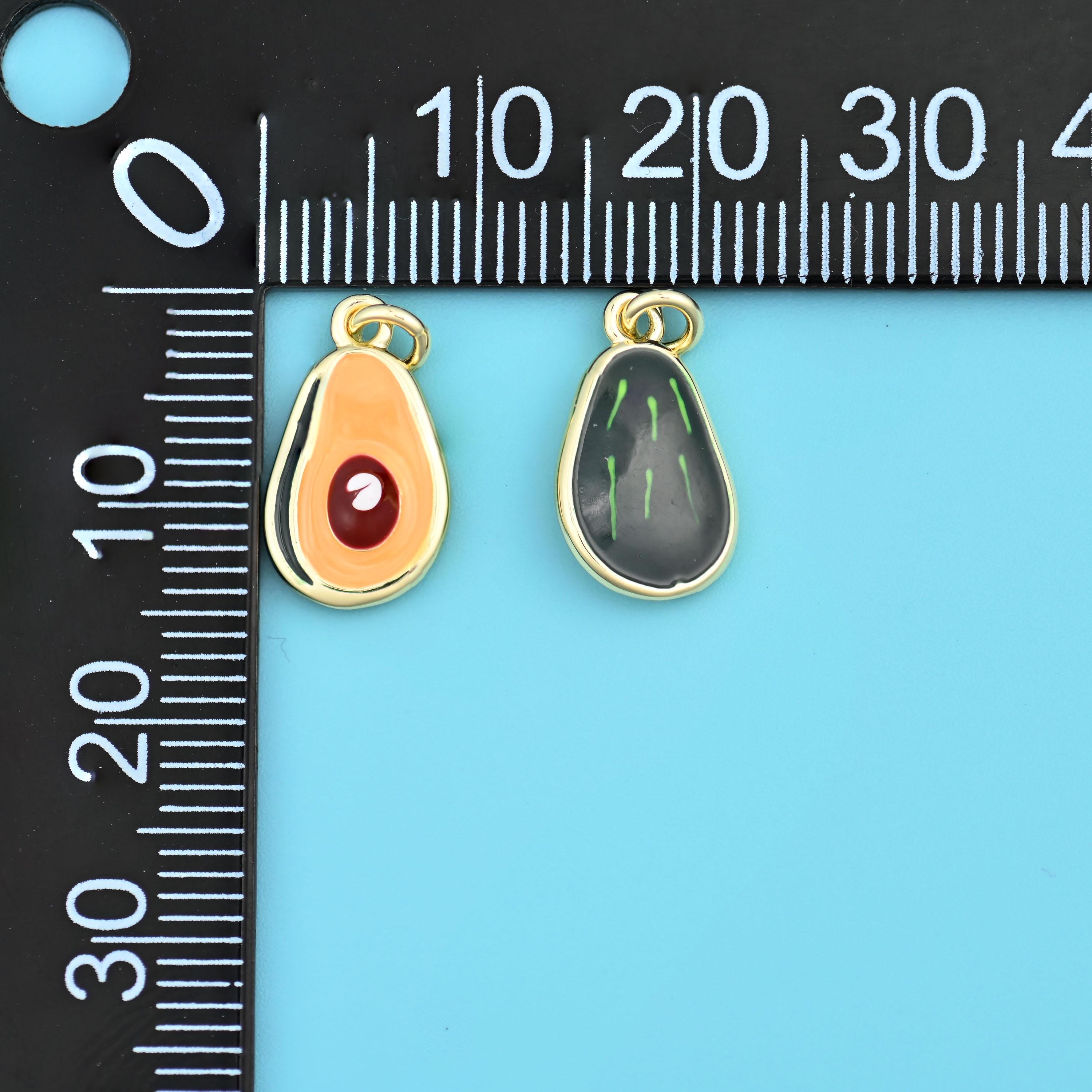18K Gold Filled Enamel Green Avacado Charms for DIY Jewelry Making Supply