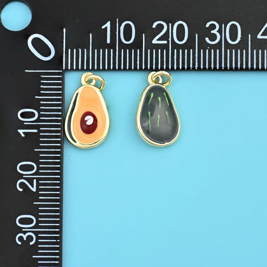 18K Gold Filled Enamel Green Avacado Charms for DIY Jewelry Making Supply