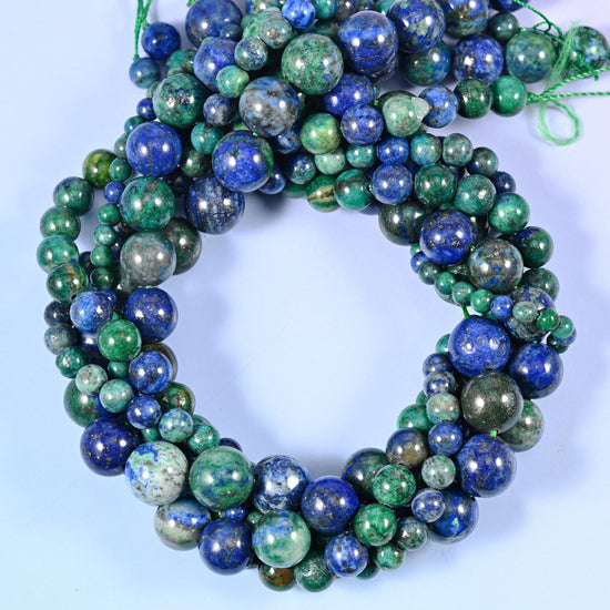 Phoenix Lapis Smooth Round Beads, Multiple Sizes Available, Jewelry Making 15.5 Inch Strand