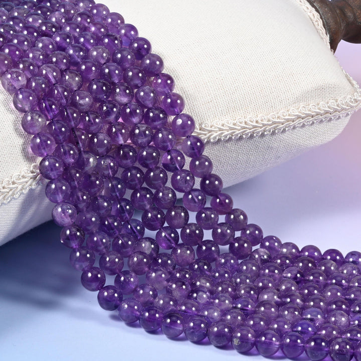 Amethyst Smooth Round Beads, Multiple Sizes Available, Jewelry Making 15.5 Inch Strand