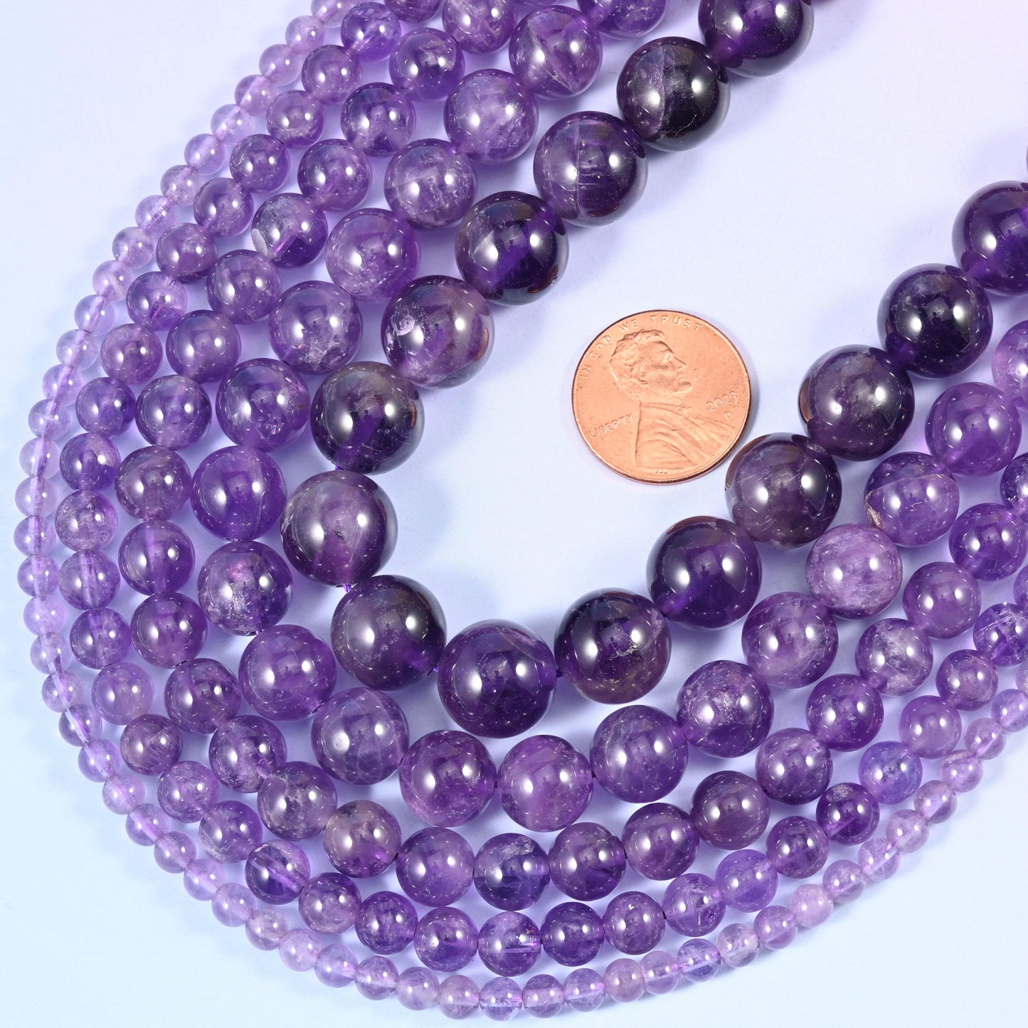 Amethyst Smooth Round Beads, Multiple Sizes Available, Jewelry Making 15.5 Inch Strand