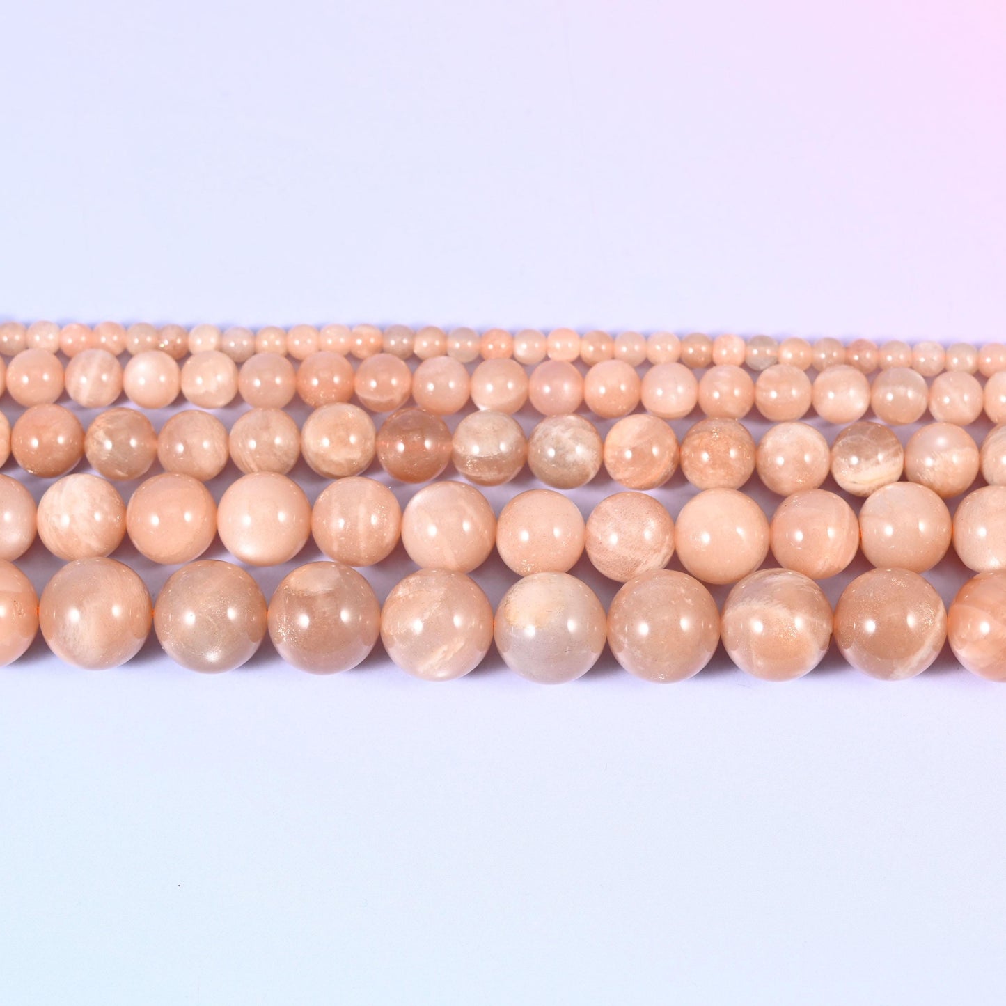 Peach Moonstone Smooth Round Beads, Multiple Sizes Available, Jewelry Making 15.5 Inch Strand