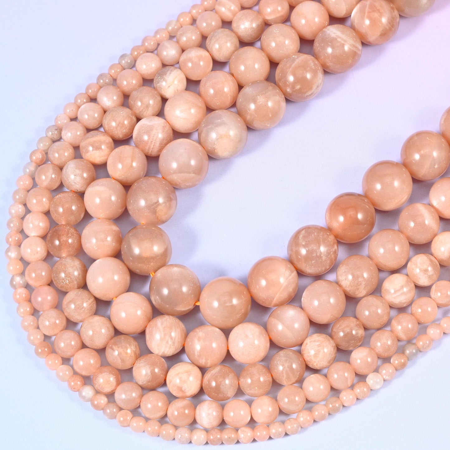 Peach Moonstone Smooth Round Beads, Multiple Sizes Available, Jewelry Making 15.5 Inch Strand