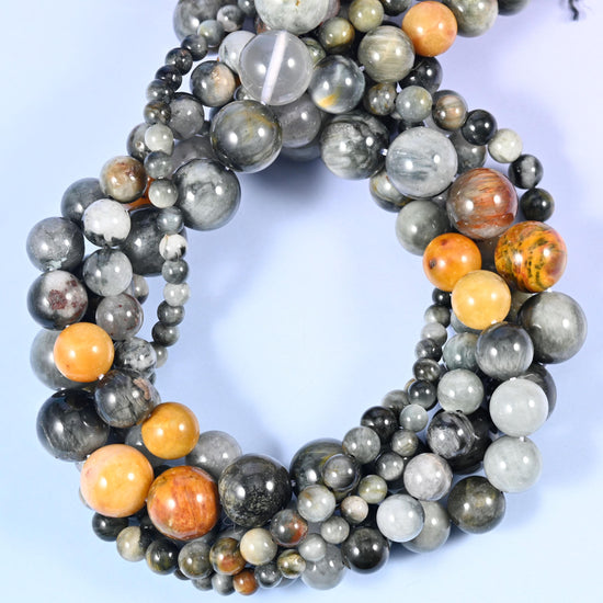 Eagle Eye Jasper Round Beads, Available in multiple sizes, Jewelry Making, 15 Inch Strand