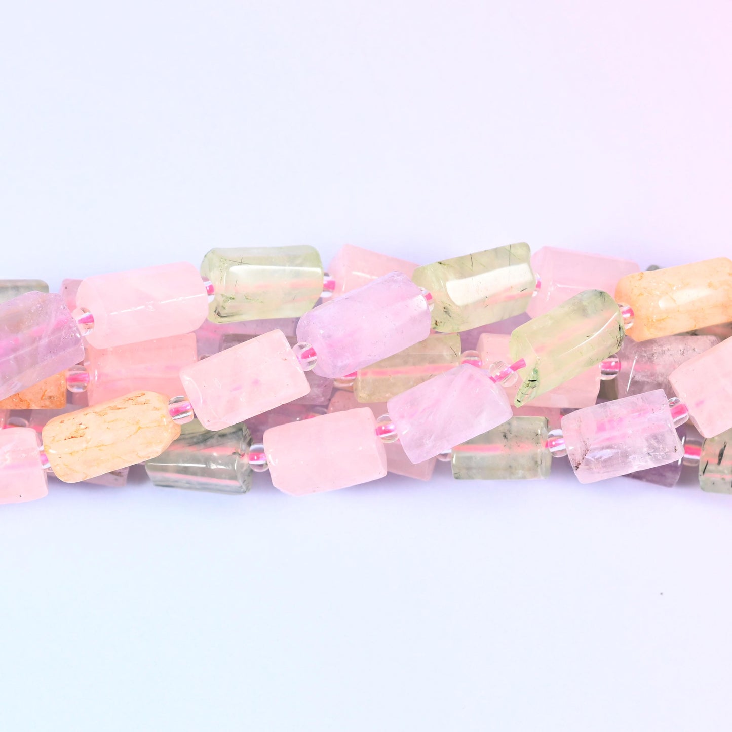 Colorful Mixed Gemstone Faceted Tube Beads Jewelry Making 15.5 Inch Strand