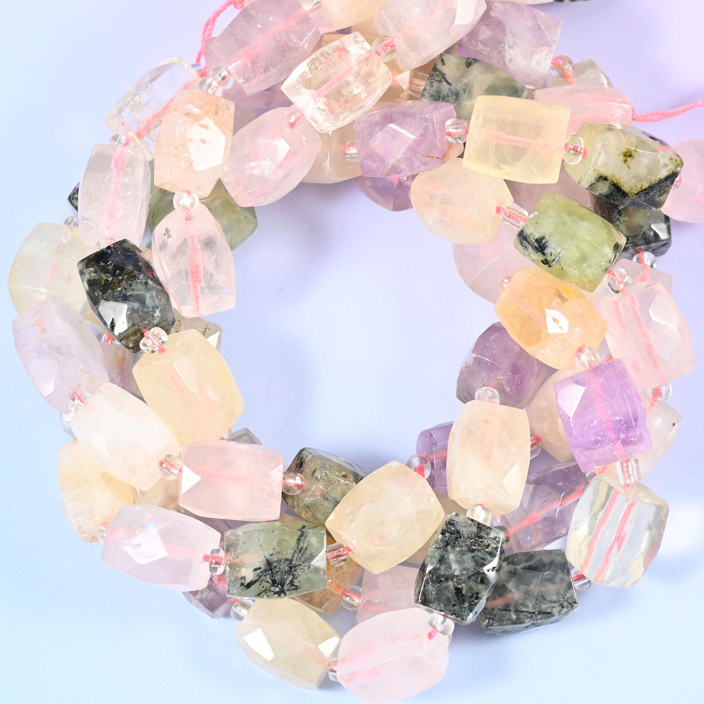 Colorful Mixed Gemstone Faceted Rectangular Beads, Size 16x12mm, Jewelry Making 15.5 Inch Strand