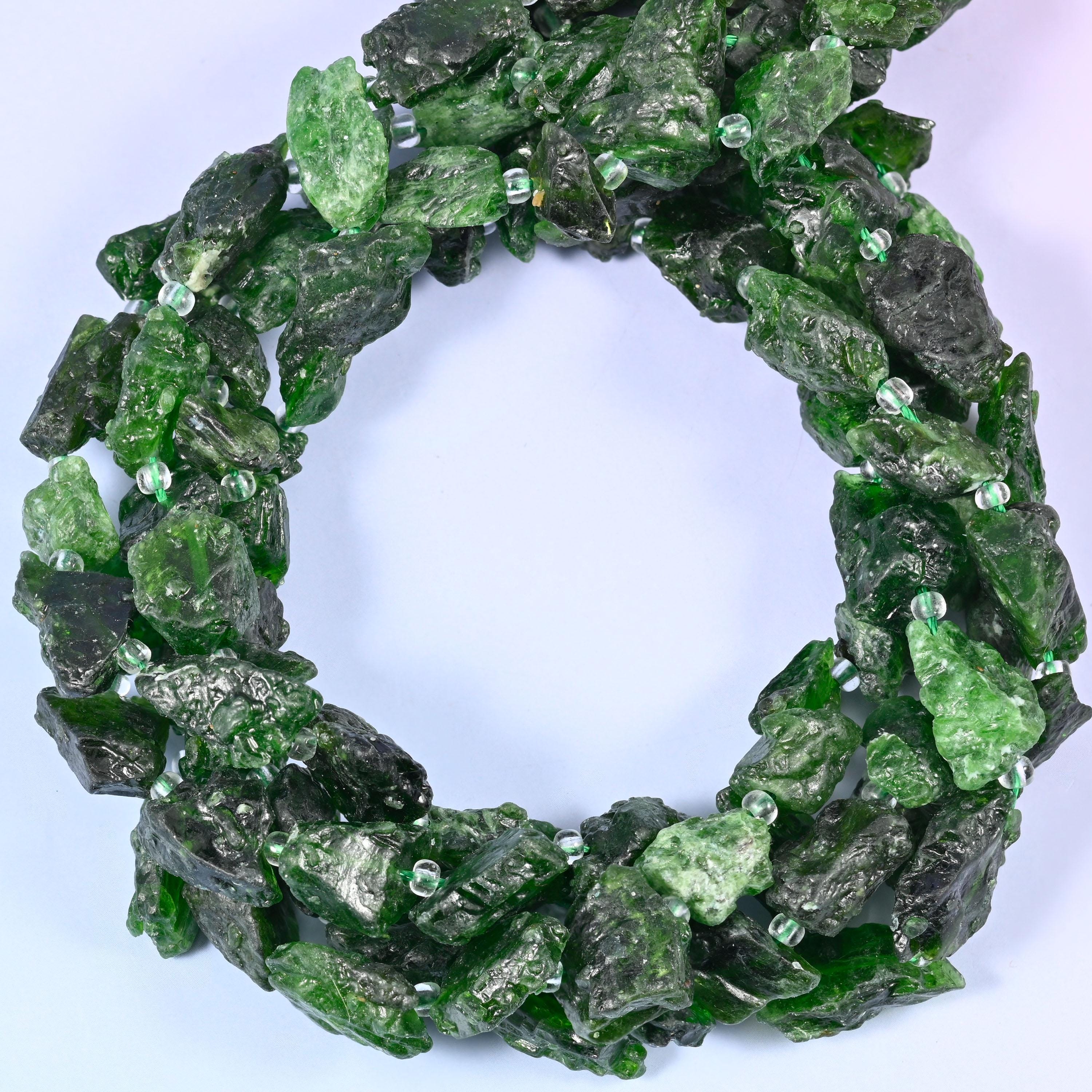 Chrome Diopside Irregular Chip Nugget Beads, Size 10-14mm, Jewelry Making 15.5" Strand