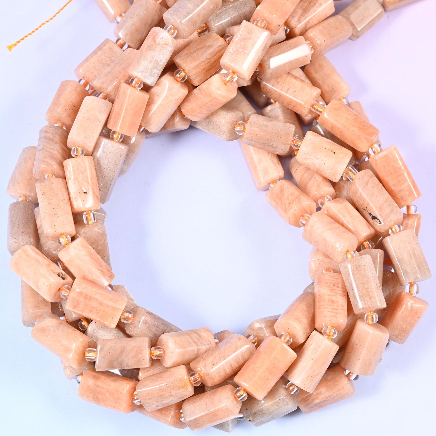 Peach Moonstone Faceted Tube Beads, Size 12x8mm, Jewelry Making 15.5 Inch Strand
