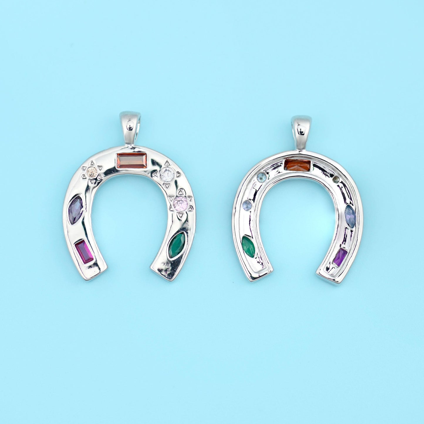 18K Gold Filled Zircon Lucky Horseshoe Charms for DIY Jewelry Making Supply