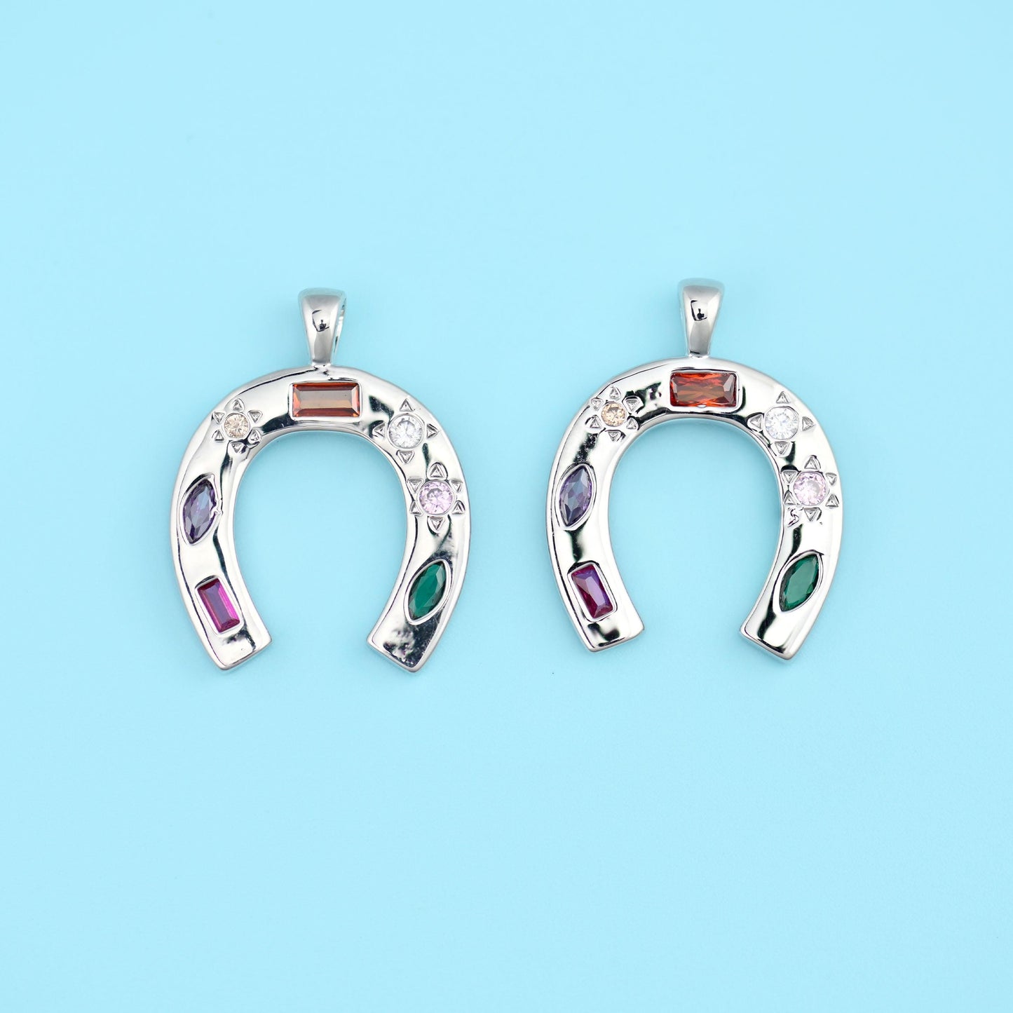 18K Gold Filled Zircon Lucky Horseshoe Charms for DIY Jewelry Making Supply