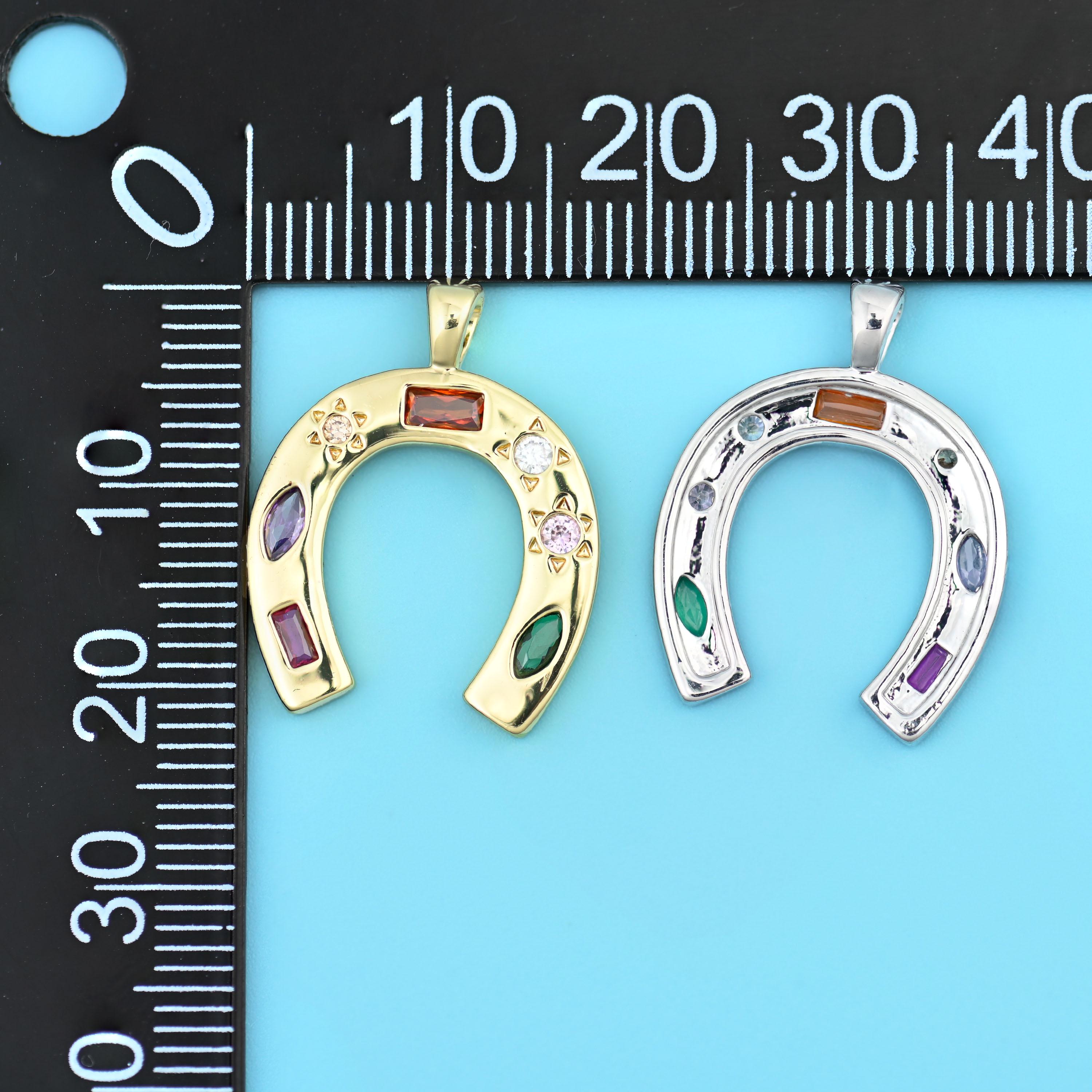 18K Gold Filled Zircon Lucky Horseshoe Charms for DIY Jewelry Making Supply