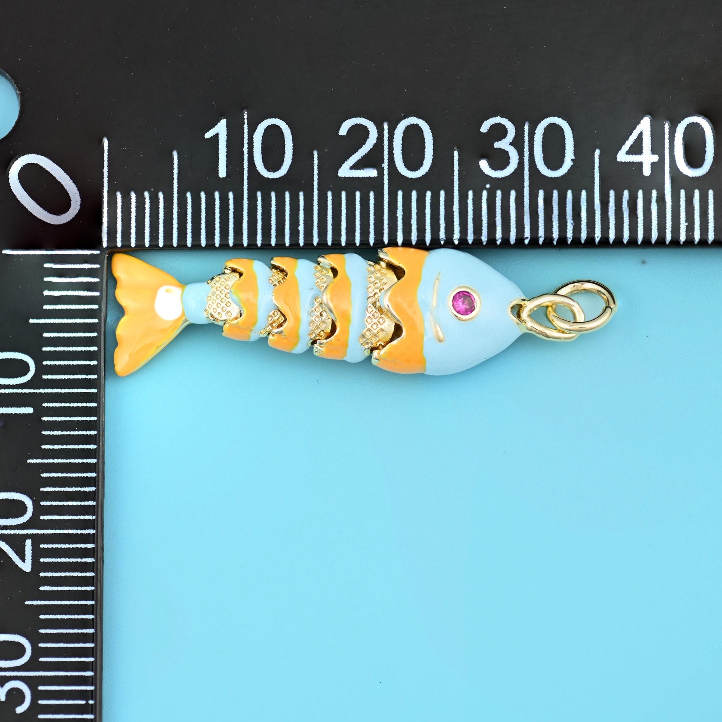 18K Gold Filled Orange Blue Enamel Fish Charms for DIY Jewelry Making Supply