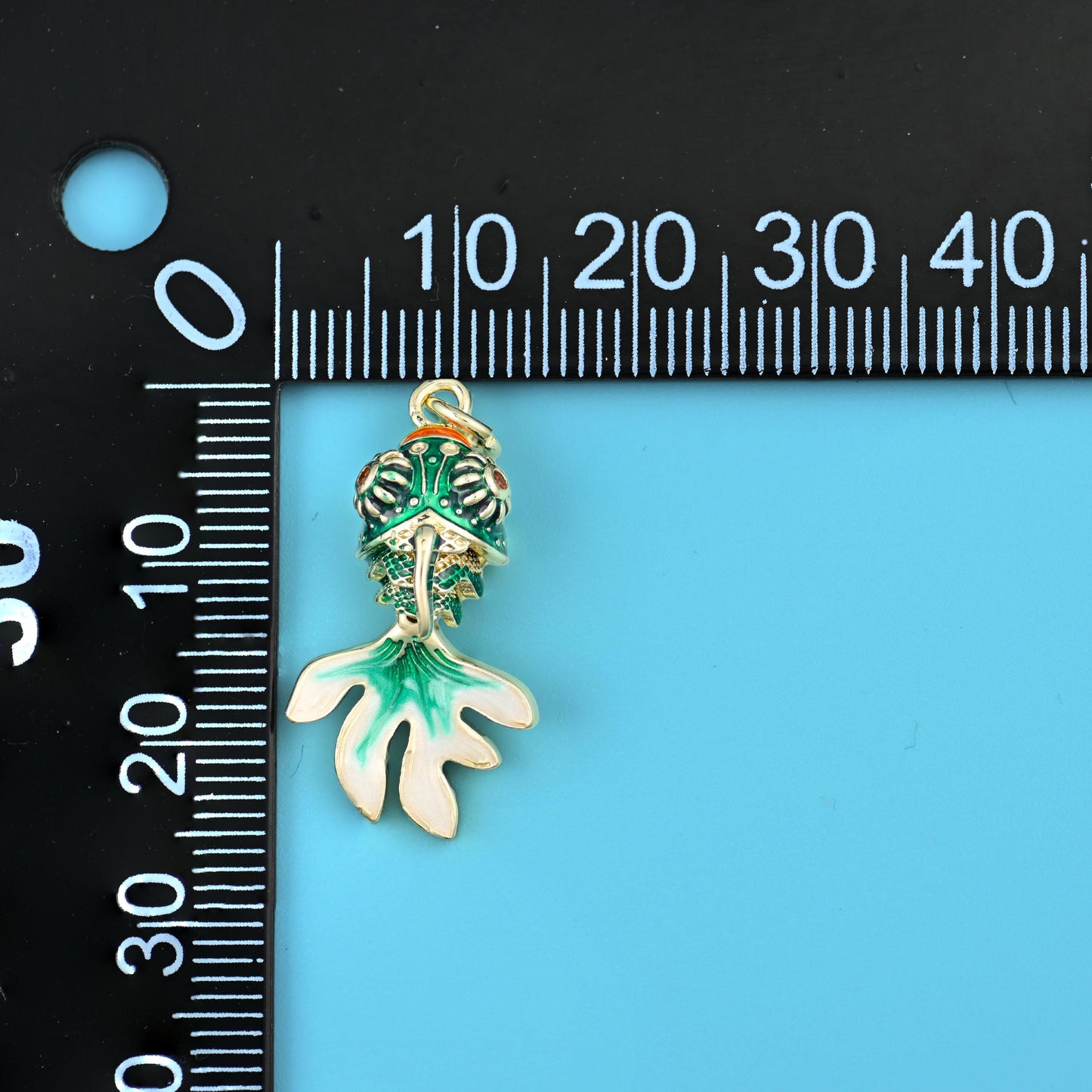18K Gold Filled Enamel Green Goldfish Charms for DIY Jewelry Making Supply