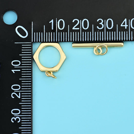 18K Gold Filled Hexagon Toggle Lock Clasps for DIY Jewelry Making Supply