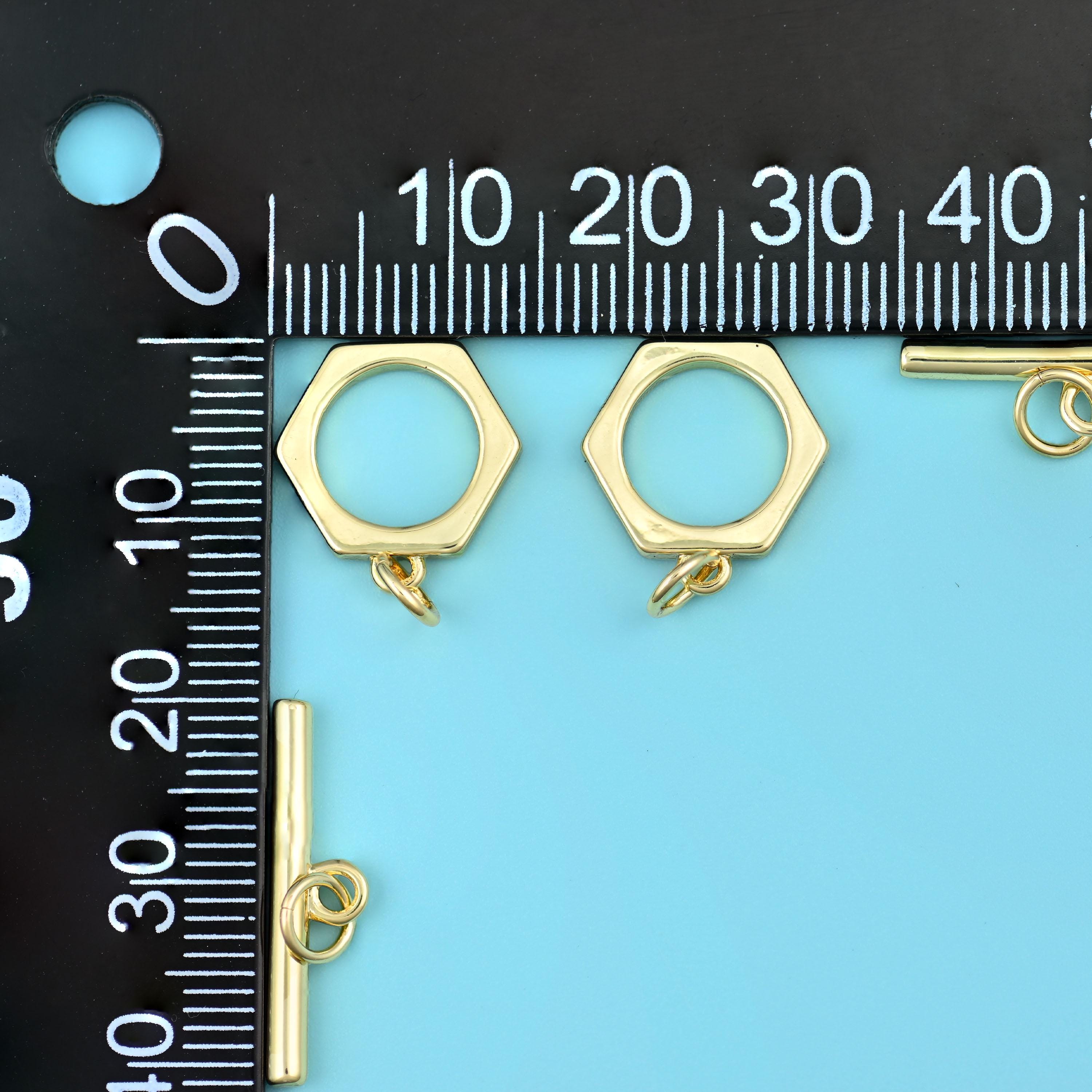 18K Gold Filled Hexagon Toggle Lock Clasps for DIY Jewelry Making Supply