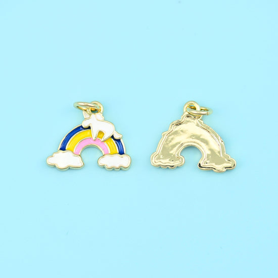 18K Gold Filled Colorful Rainbow Enamel Charms for DIY Jewelry Making Supply