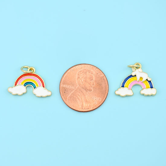 18K Gold Filled Colorful Rainbow Enamel Charms for DIY Jewelry Making Supply