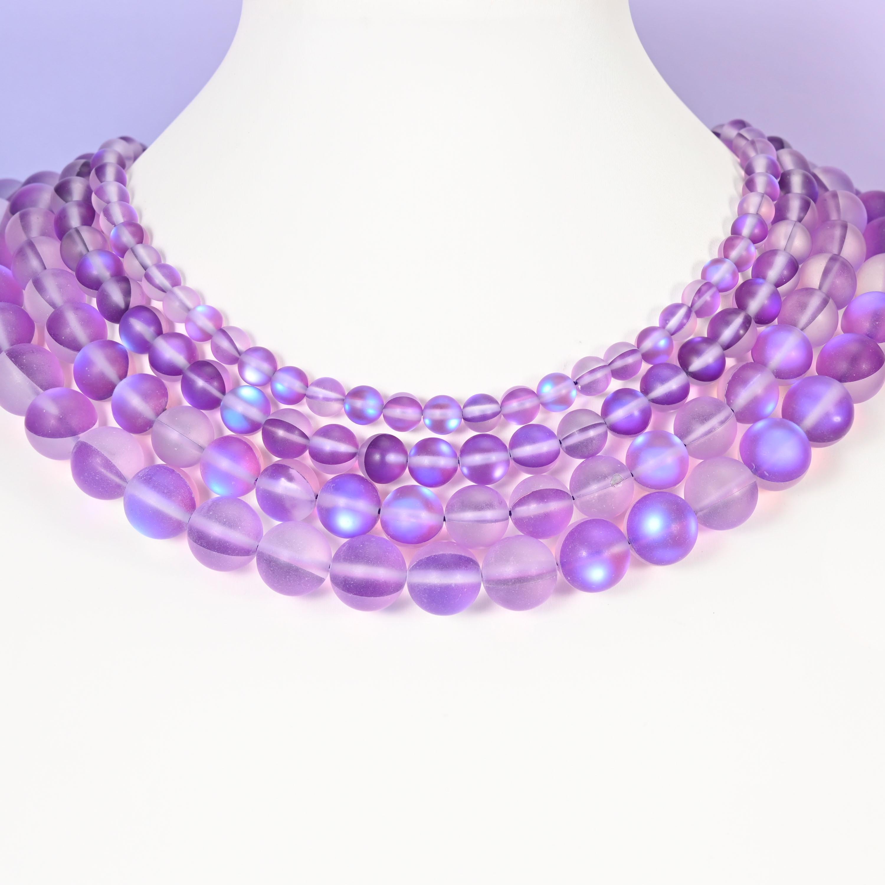 Mystic Aura Matte Purple Round Glass Beads: Iridescent Jewelry Making Supply