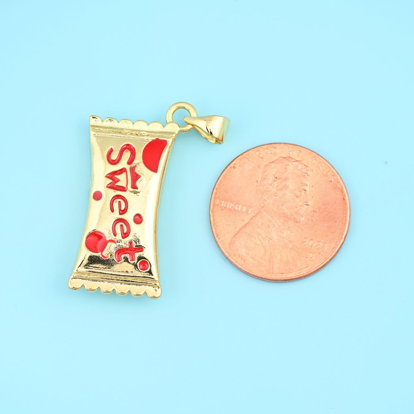 27mm Enamel Sweet Candy Charms, 18K Gold Filled Pendants for DIY Jewelry Making Supply