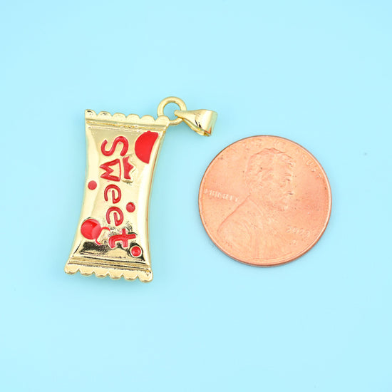 27mm Enamel Sweet Candy Charms, 18K Gold Filled Pendants for DIY Jewelry Making Supply