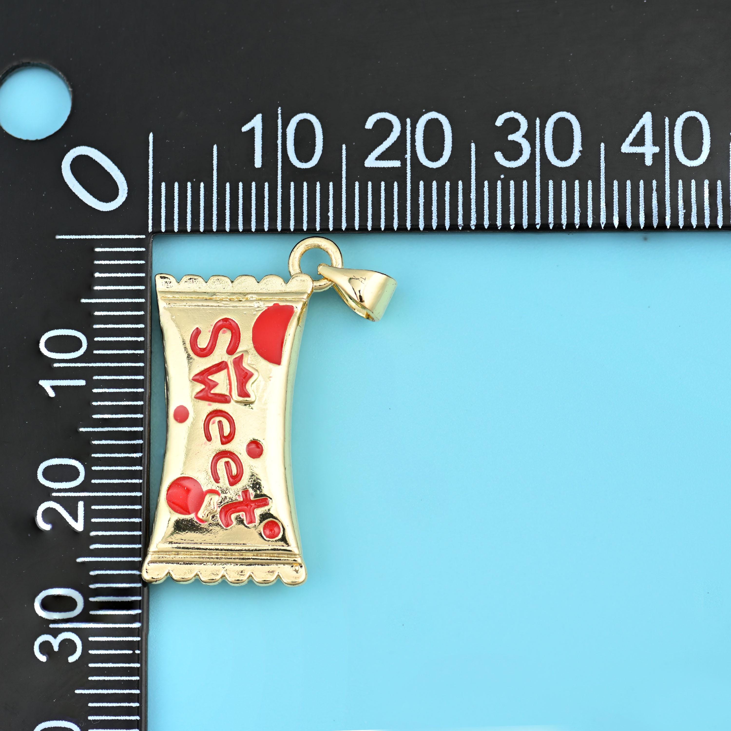 27mm Enamel Sweet Candy Charms, 18K Gold Filled Pendants for DIY Jewelry Making Supply