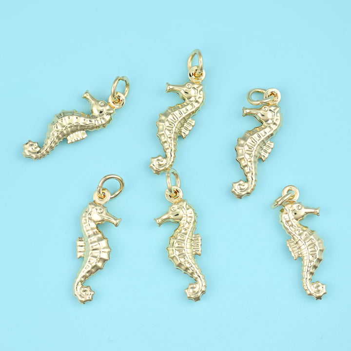 18K Gold Filled Seahorse Charms for DIY Jewelry Making Supply