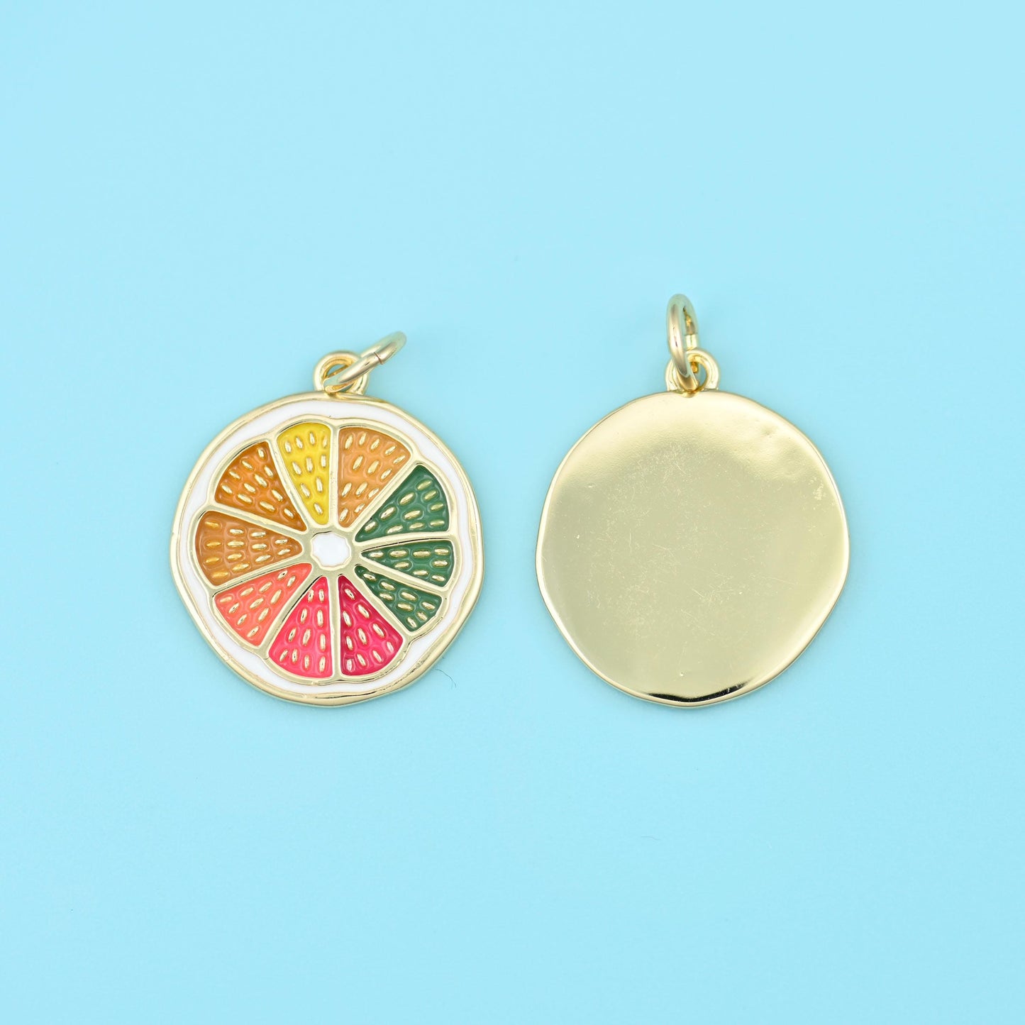 18K Gold Filled Slice Lemon Charms for DIY Jewelry Making Supply