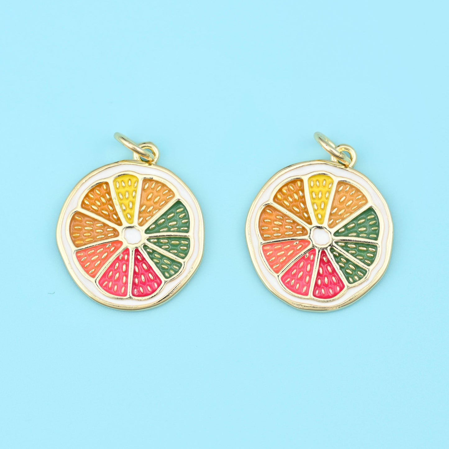 18K Gold Filled Slice Lemon Charms for DIY Jewelry Making Supply