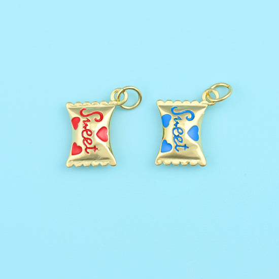 16mm Enamel Sweet Candy Charms, 18K Gold Filled Pendants for DIY Jewelry Making Supply