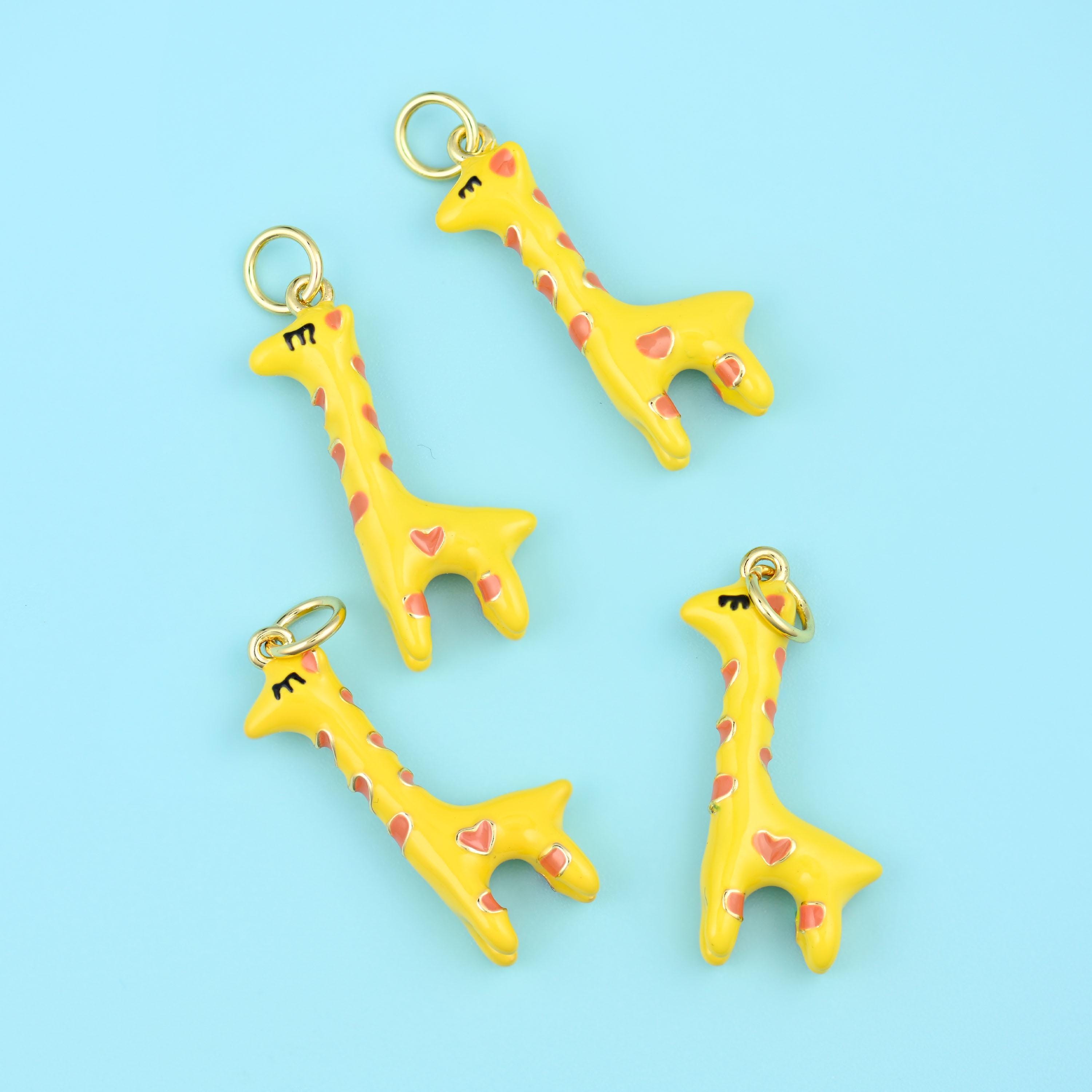 18K Gold Filled Yellow Giraffe Pendants for DIY Jewelry Making Supply