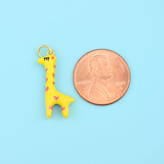 18K Gold Filled Yellow Giraffe Pendants for DIY Jewelry Making Supply