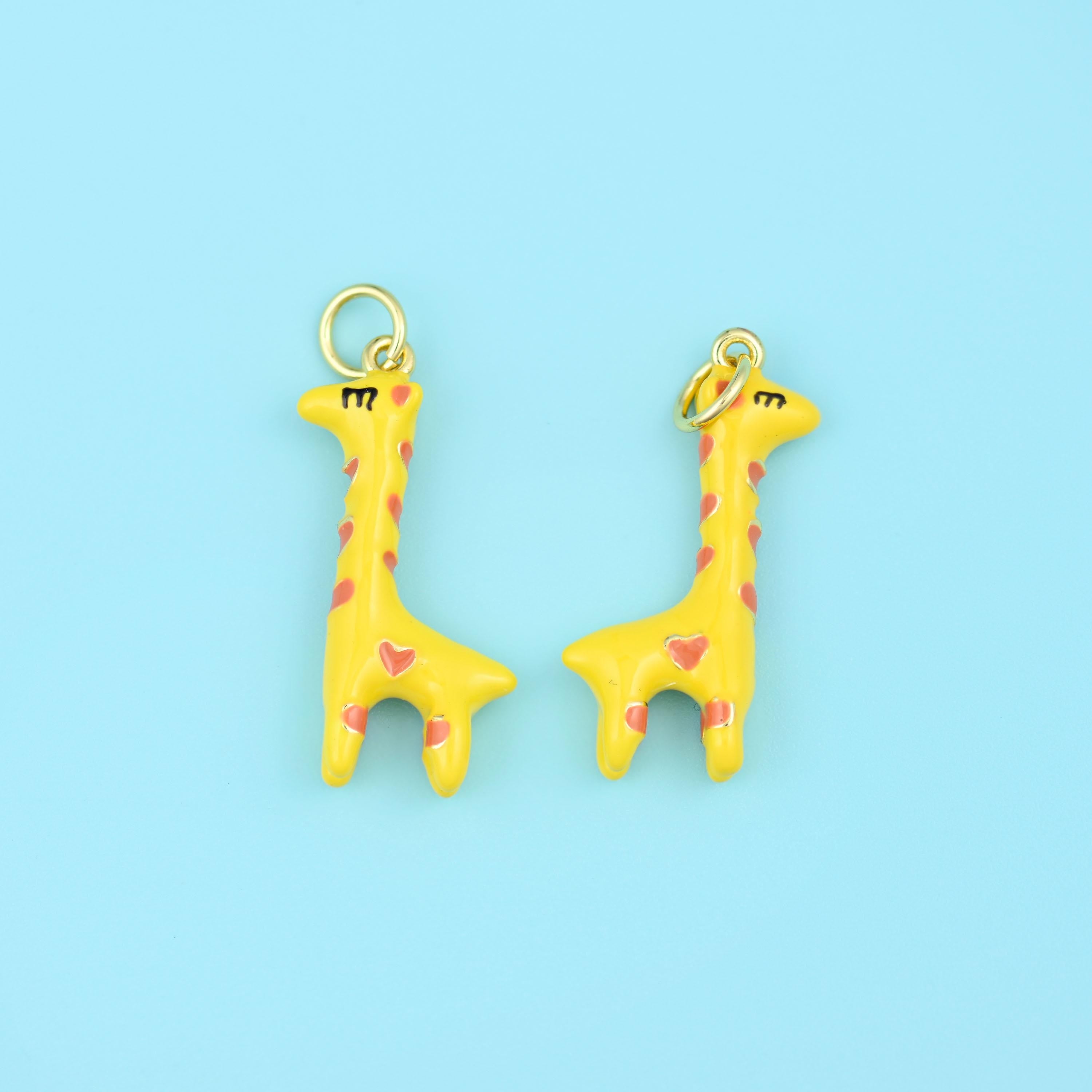 18K Gold Filled Yellow Giraffe Pendants for DIY Jewelry Making Supply