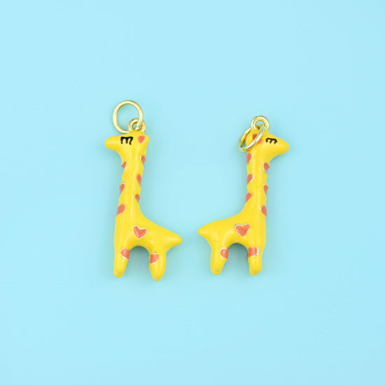 18K Gold Filled Yellow Giraffe Pendants for DIY Jewelry Making Supply